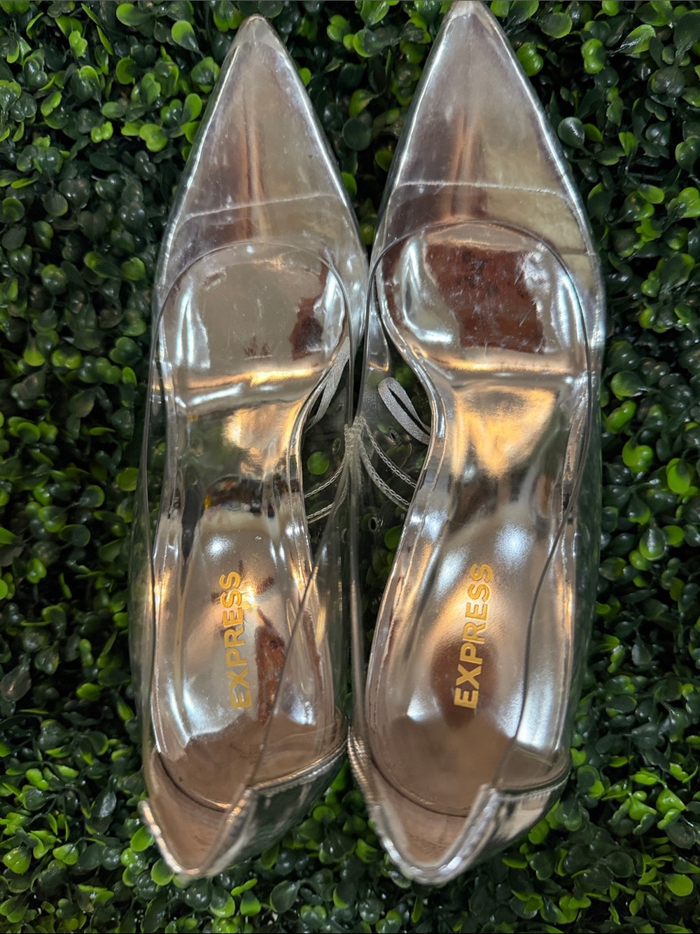 Express Metallic Silver Pointed-Toe Pumps